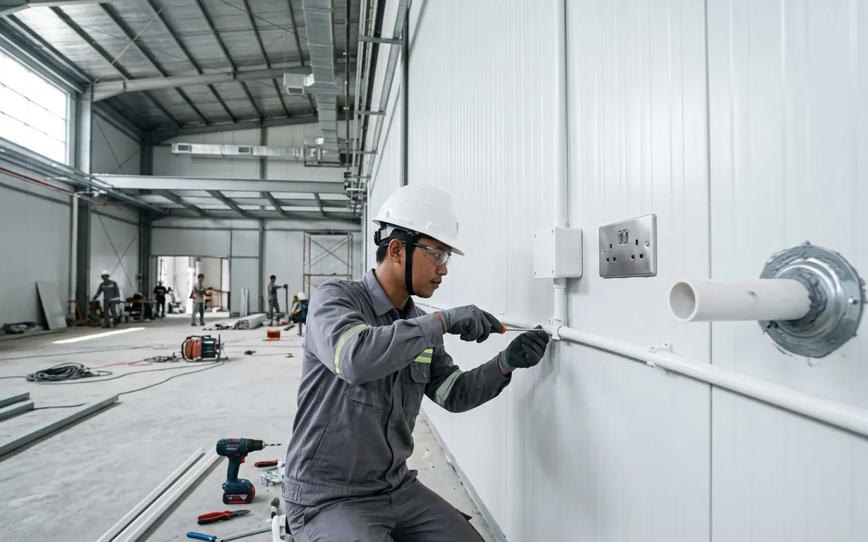 Instalasi Listrik & Plumbing di Dinding Sandwich Panel 2026
